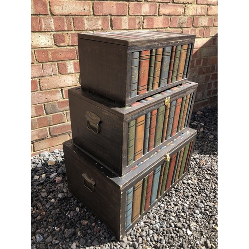 369 - A set of three book effect storage boxes