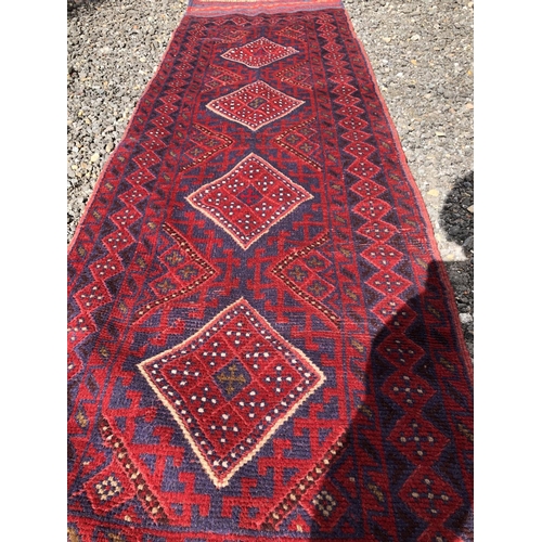 374 - A red Patterned Meshwani runner 230x64