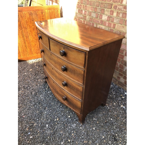 39 - A Victorian mahogany bow front chest of five drawers 102x54x102