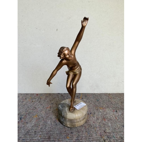 432 - 1930s Art Deco sculpture on marble base, 27cm high