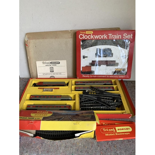 436 - Two Hornby trains sets, plus box spare track