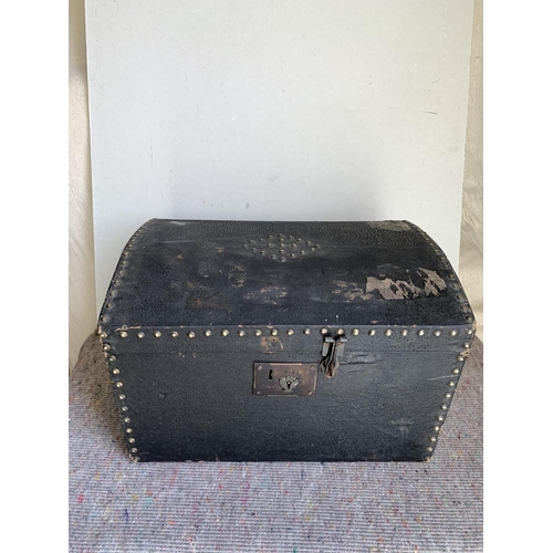 442 - Antique teak domed chest, 51 x 35 x 30cm high