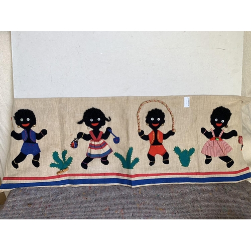 446 - Vintage wall hanging tapestry of golliwogs