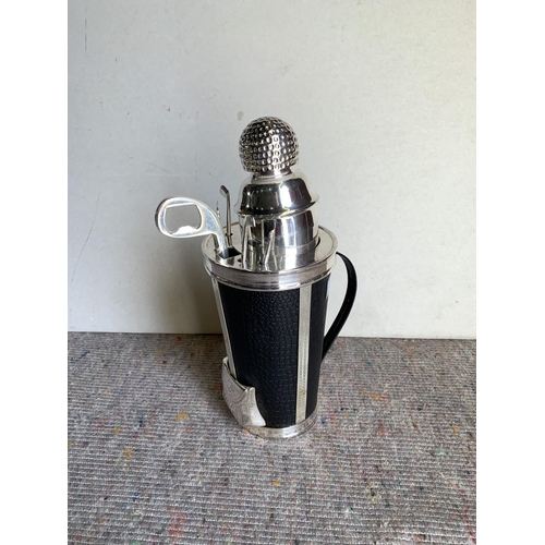 458 - Silver plated golf cocktail shaker, total height 30cm