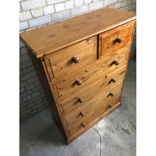 65 - A large solid pine chest of six drawers 94x40x124