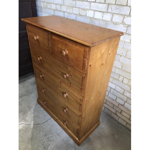 65 - A large solid pine chest of six drawers 94x40x124