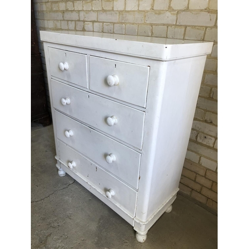 68 - A Victorian chest of five drawers painted white 92x42x112