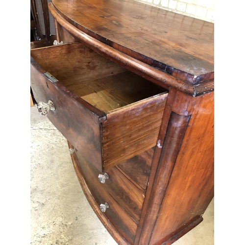 88 - A very large Victorian mahogany bow fronted chest of five drawers with crystal glass handles 120x62x... 