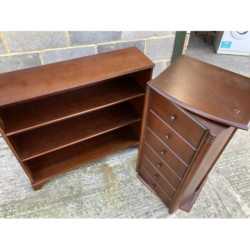 98 - A mahogany open fronted bookcase together with a hideaway bookcase