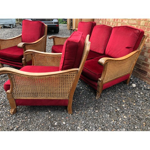 57 - A continental begere three piece lounge suite (recently re caned)