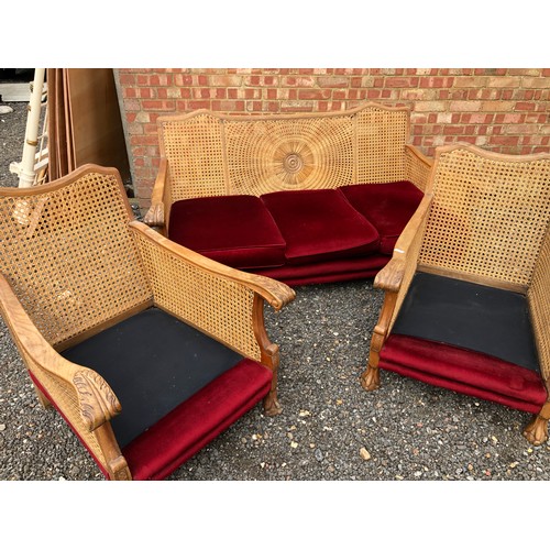 57 - A continental begere three piece lounge suite (recently re caned)