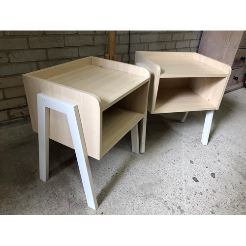 81 - A modern bentwood coat stand together with a pair of bedsides