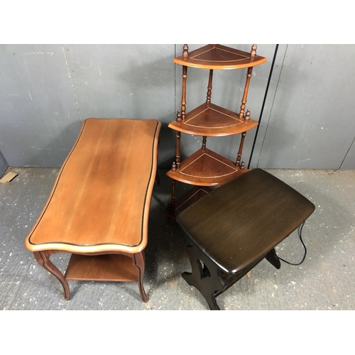 30 - An Ercol paper rack, coffee table, lamp and whatnot