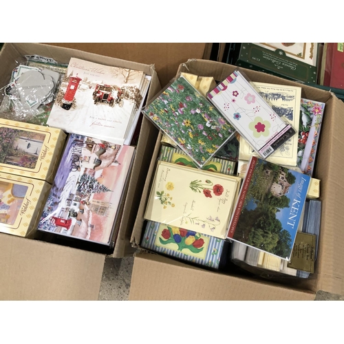 46 - A huge quantity of new Xmas and other greetings cards contained in 6 boxes