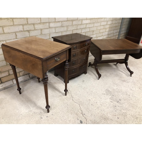 52 - A small reproduction chest of four drawers together with a reproduction sofa table and a single draw... 