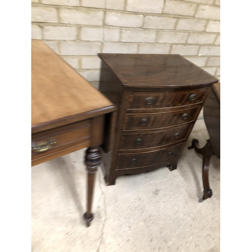 52 - A small reproduction chest of four drawers together with a reproduction sofa table and a single draw... 