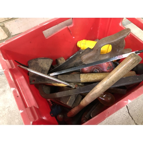 58 - A red box of tools including record number 2 vice