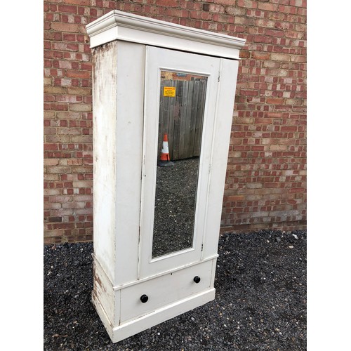 39 - A white painted pine single door wardrobe