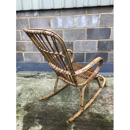 2 - A vintage bamboo rocker chair