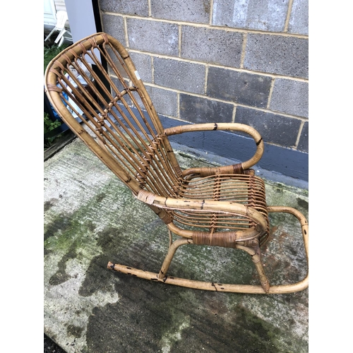 2 - A vintage bamboo rocker chair