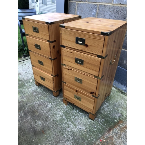 51 - A pair of military style pine chest of drawers 38 x 46 x 84cm each