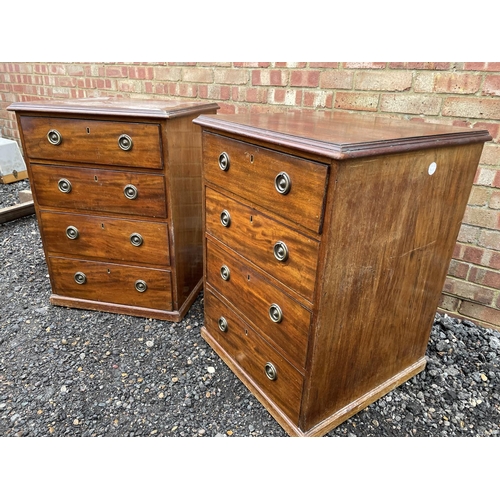 134 - A pair of Victorian mahogany four drawer chests, with brass drop hoop handles 60x57x80 each