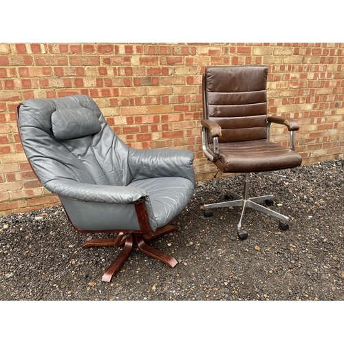 146 - A dyrlund style 1970's easy chair together with a 1970's office chair