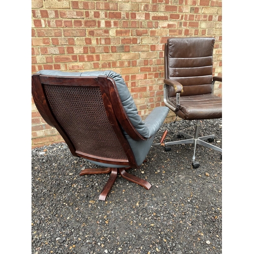 146 - A dyrlund style 1970's easy chair together with a 1970's office chair