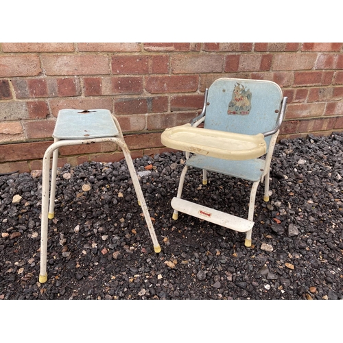 153 - Vintage high chair and stool by triang