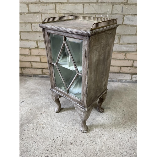 171 - Grey painted cabinet with a gallery back and bevelled glass