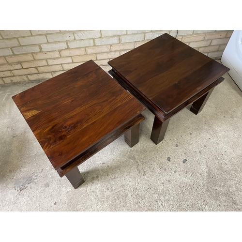 177 - A pair of Indian hardwood coffee tables