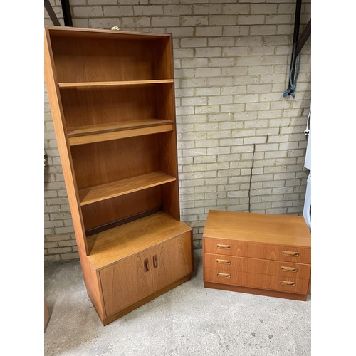 178 - A g Plan teak three drawer chest together with a bookcase cabinet