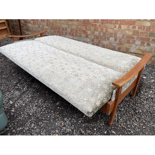 190 - A Danish style teak framed reclining daybed