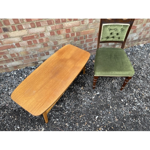 197 - A mid century teak drop leaf table together with an Edwardian chair