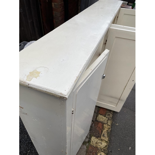 205 - A white painted four door house keepers laundry cupboard 213x31x132