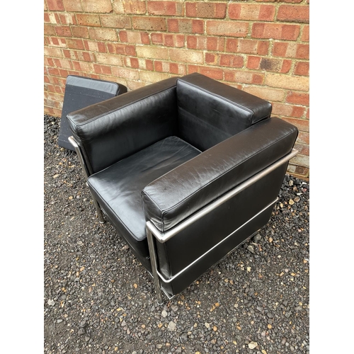 245 - A modern black and chrome lc2 style chair