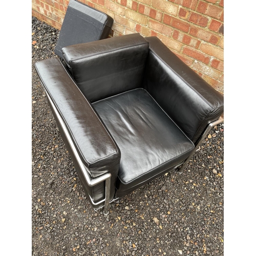 245 - A modern black and chrome lc2 style chair