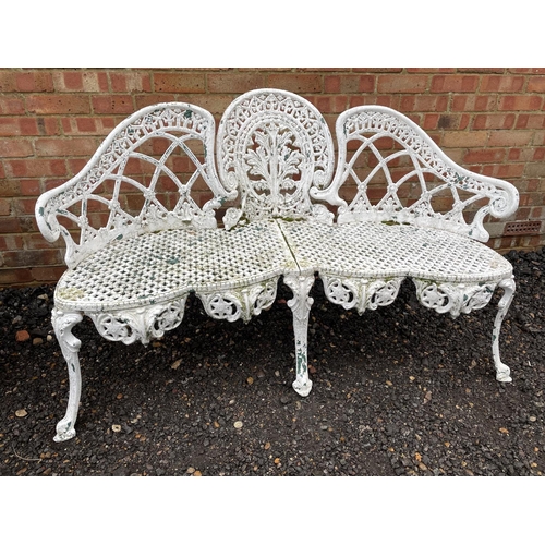 249 - A white painted aluminium garden love seat