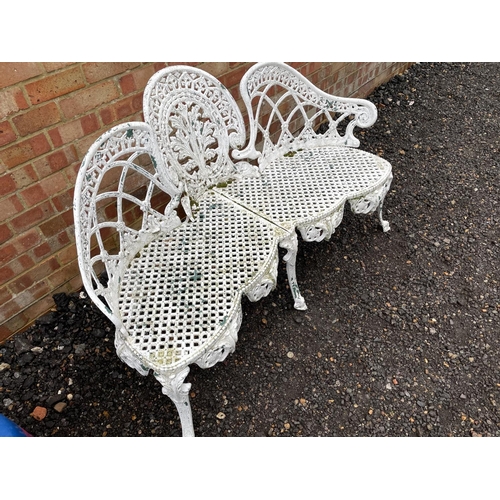 249 - A white painted aluminium garden love seat