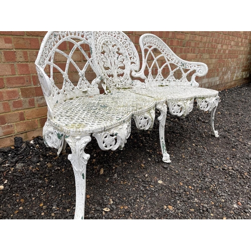 249 - A white painted aluminium garden love seat