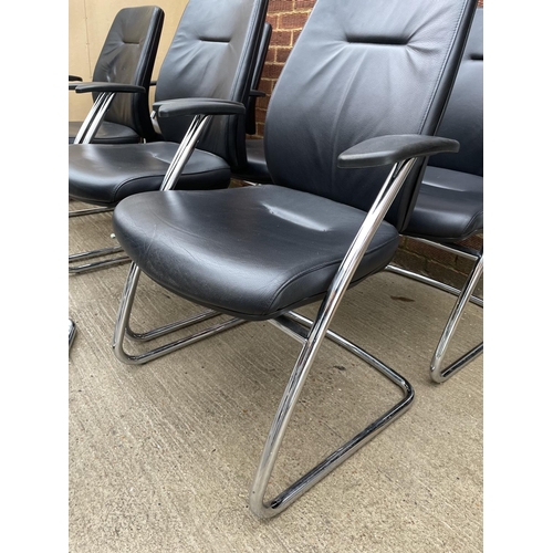 277 - Seven modern canetlever office chairs on chrome bases