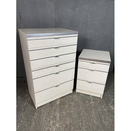 28 - A modern chest of six drawers together with a matching bedside