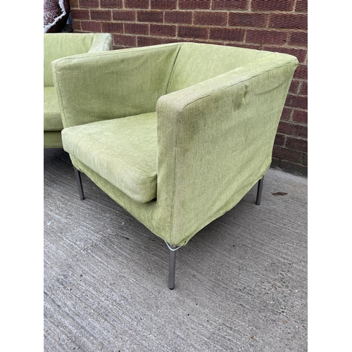 281 - A pair of green upholstered modern armchairs by Ikea