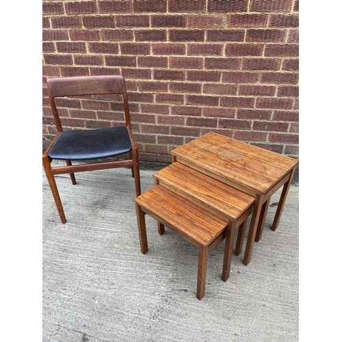 286 - A single Danish dining chair together with a rosewood nest of three tables