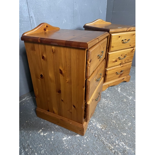 3 - A pair of solid pine three drawer bedsides