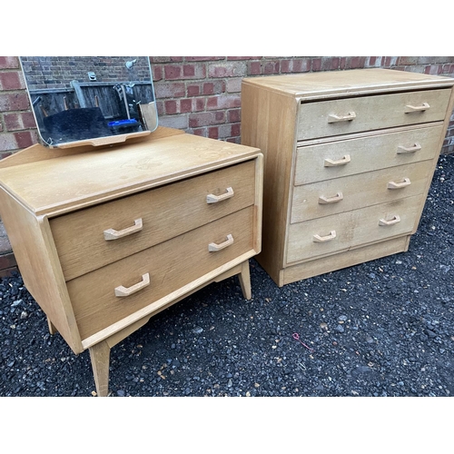 329 - A g Plan light oak bedroom pair consisting of a dressing chest together with a chest of drawers