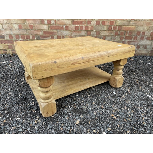 341 - A chunky pine coffee table