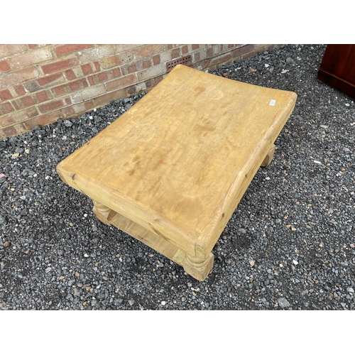 341 - A chunky pine coffee table