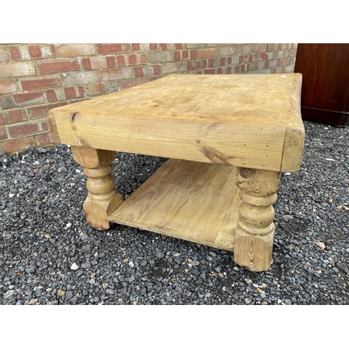 341 - A chunky pine coffee table