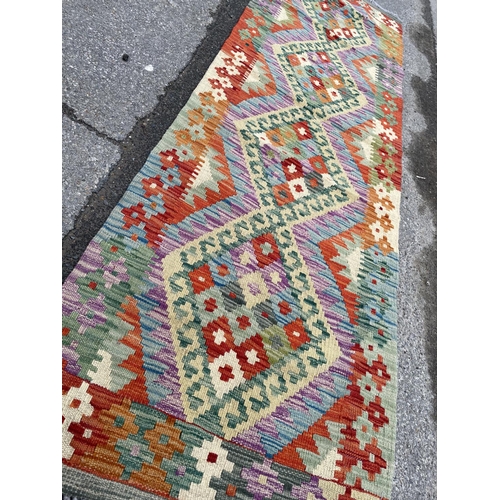 347 - A Chobi kilim, runner 200x62